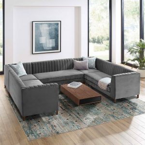 Blues Tufted U Shape Sofa